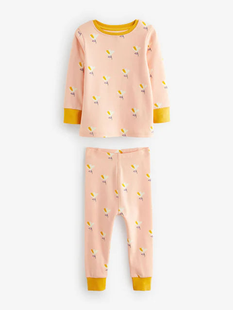 Yellow/pink/peach pyjamas 3 pack