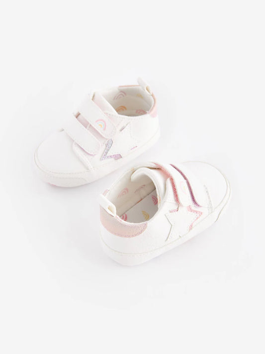 White Rainbow Two Strap Baby Trainers