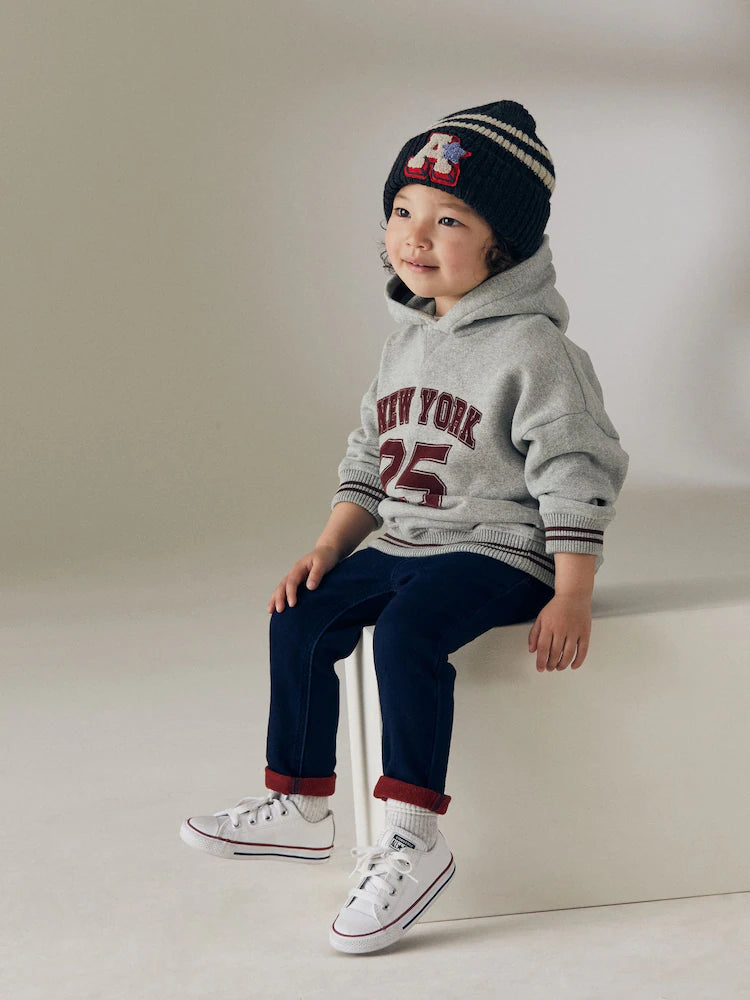 Grey/Burgandy Varsity Jersey Hoodie