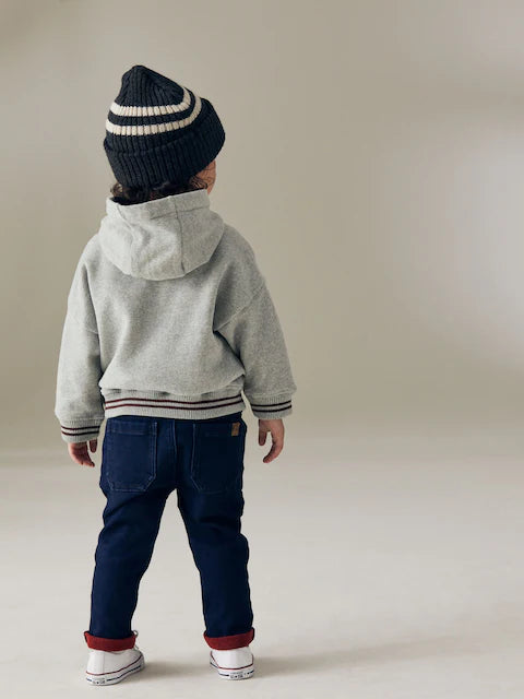 Grey/Burgandy Varsity Jersey Hoodie