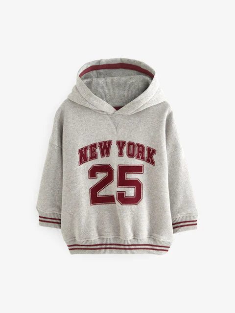 Grey/Burgandy Varsity Jersey Hoodie
