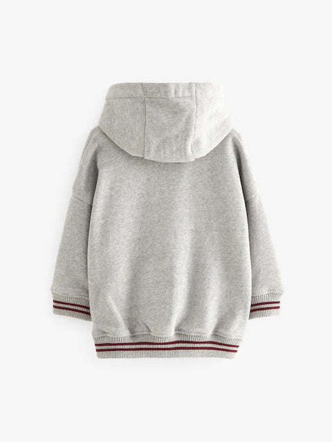 Grey/Burgandy Varsity Jersey Hoodie