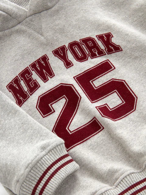 Grey/Burgandy Varsity Jersey Hoodie