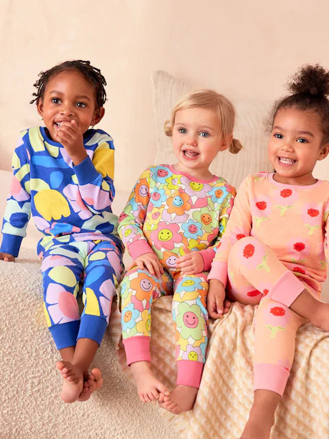 Multi Bright Character Printed Long Sleeve Snuggle Pyjamas 3 Pack