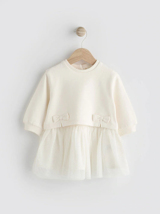White Twofer Mesh Baby Dress