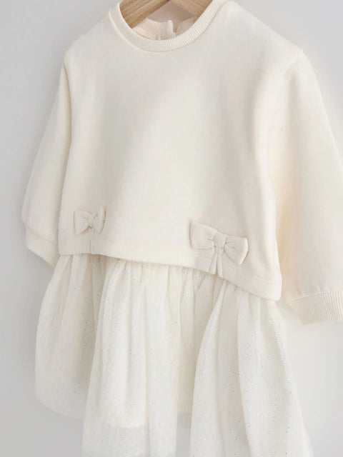 White Twofer Mesh Baby Dress