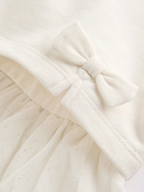 White Twofer Mesh Baby Dress