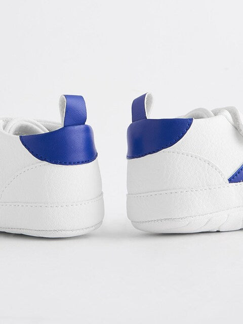 White/Blue Touch Fastening Chevron Baby Trainers