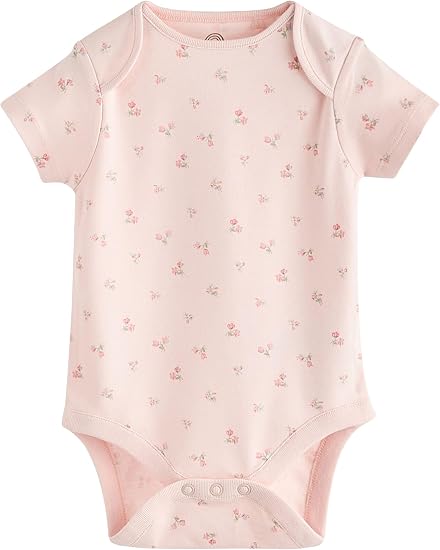 Pink Floral short sleeves bodysuit 5 Pack