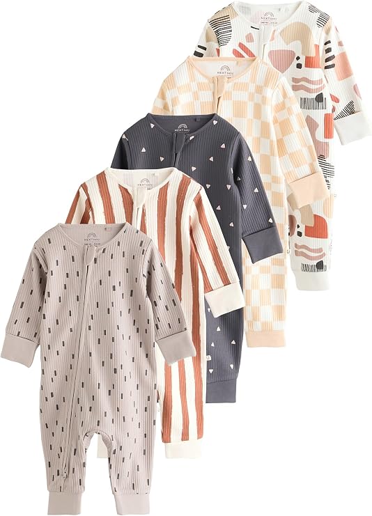 Brown Multi footless Sleepsuit 5 pack