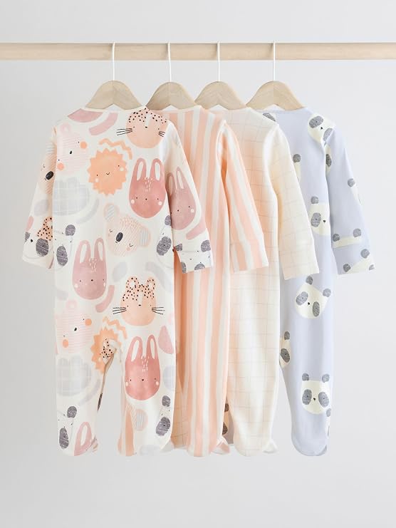 Multi Animal print sleepsuit 4 Pack