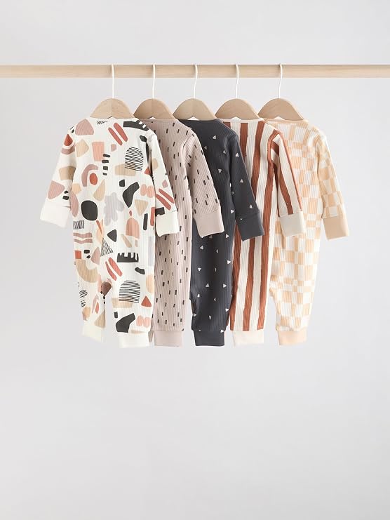 Brown Multi footless Sleepsuit 5 pack