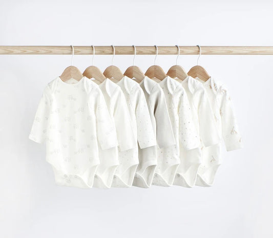White Full sleeves bodysuits pack of 7