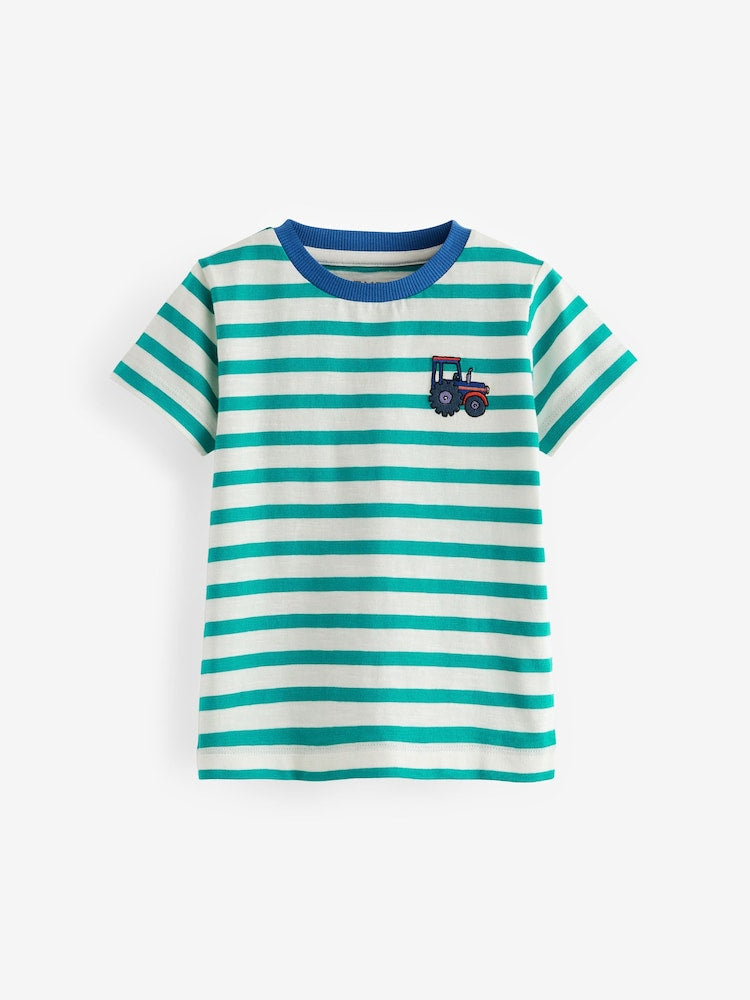 Blue/Orange Short Sleeve Applique T-Shirts 3 Pack