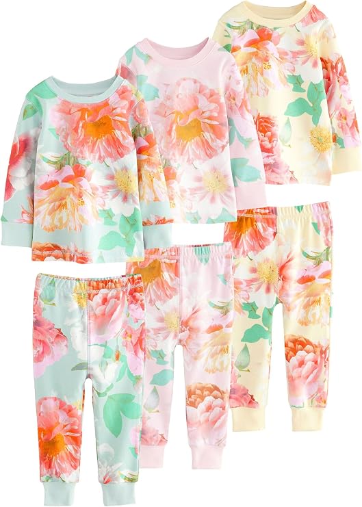 Blue/yellow Floral Pyjamas 3 Pack