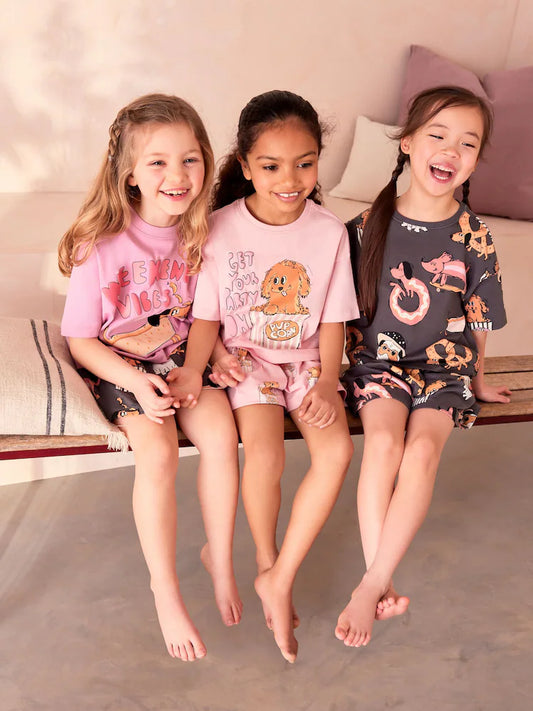 Pink/Grey Short Pyjamas 3 Pack