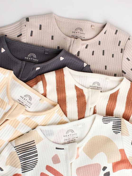 Brown Multi footless Sleepsuit 5 pack