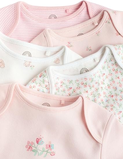 Pink Floral short sleeves bodysuit 5 Pack