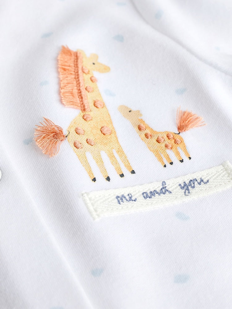 White Applique Animals Sleepsuit 3 Pack