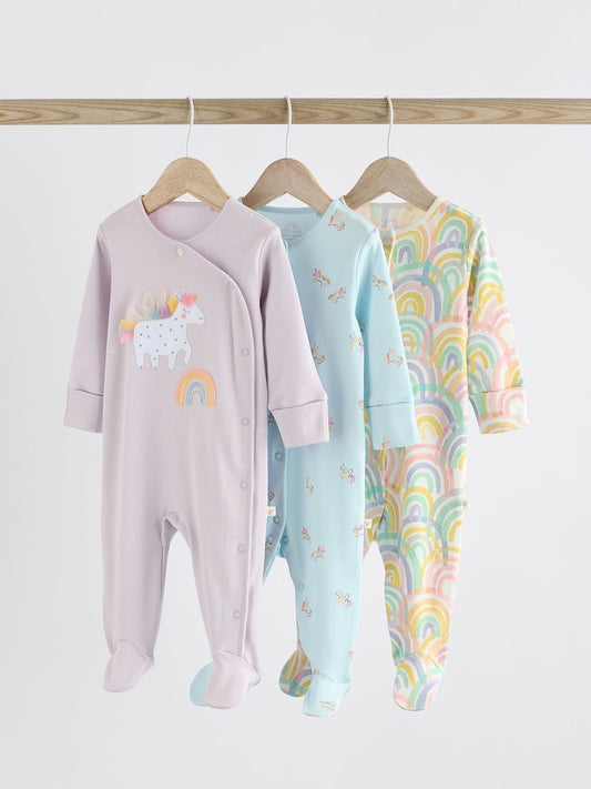 Purple Unicorn sleepsuits 3 Pack