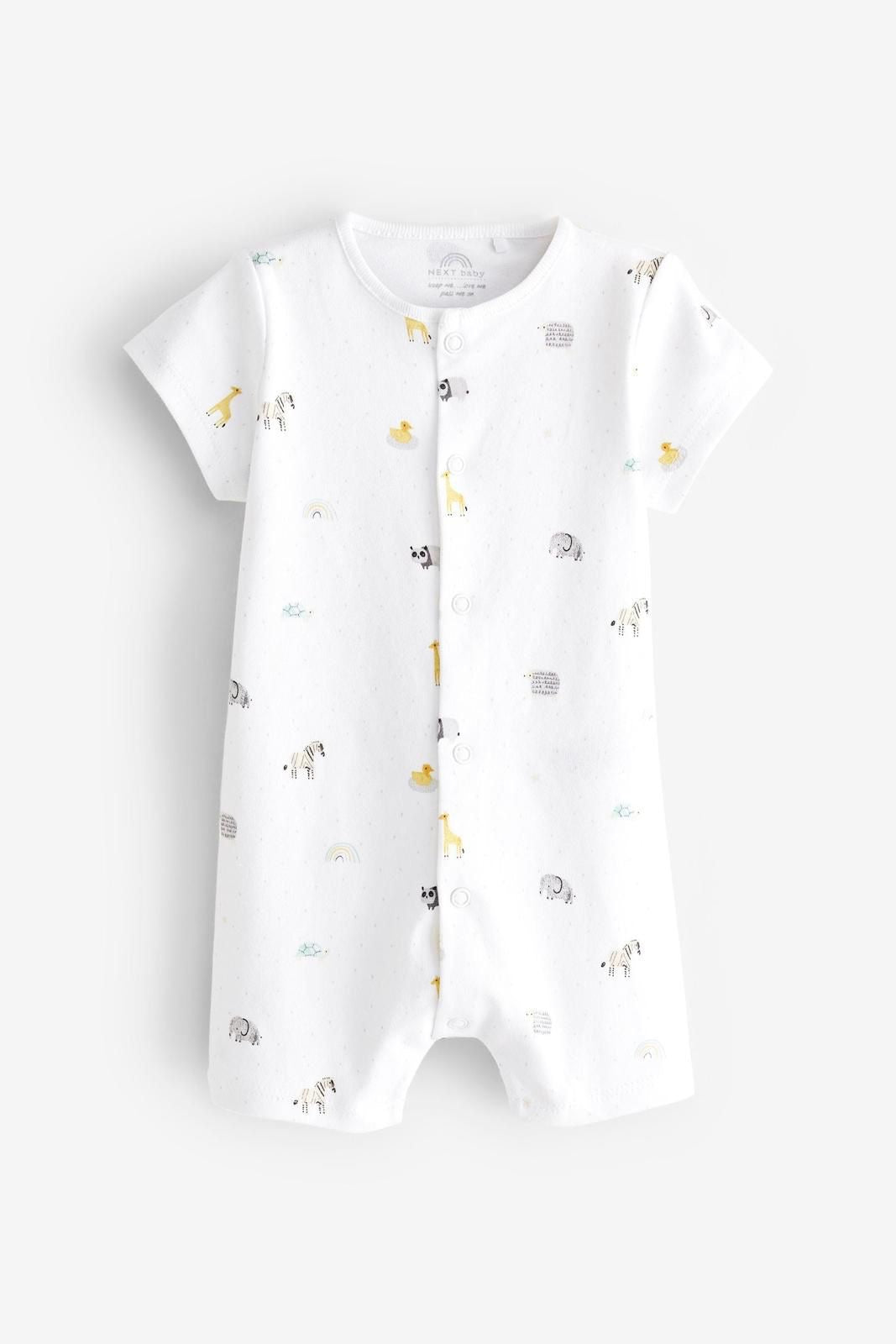White Animal rompers pack of 3