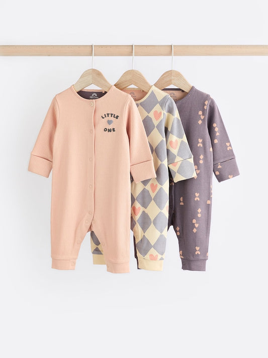 Purple footless sleepsuits 3 Pack