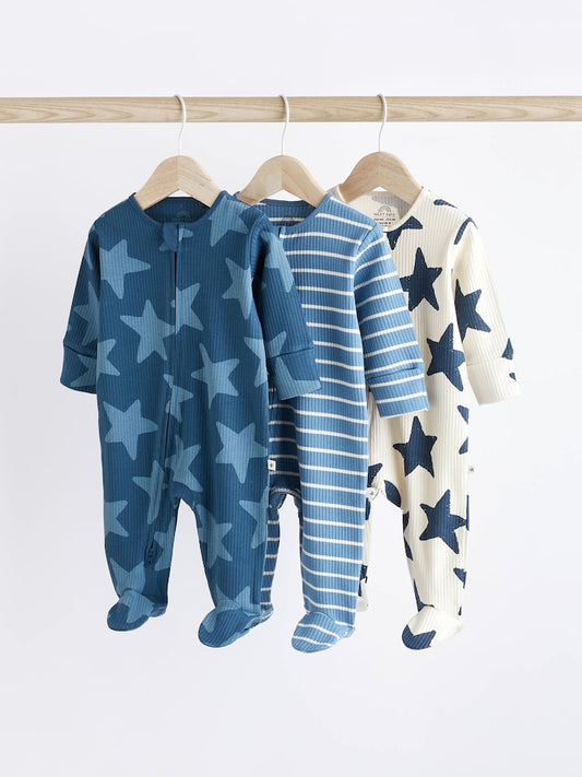 Navy Star Sleepsuit 3 Pack