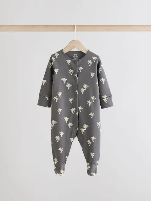 Monochrome Printed Baby Sleepsuits 5 Pack