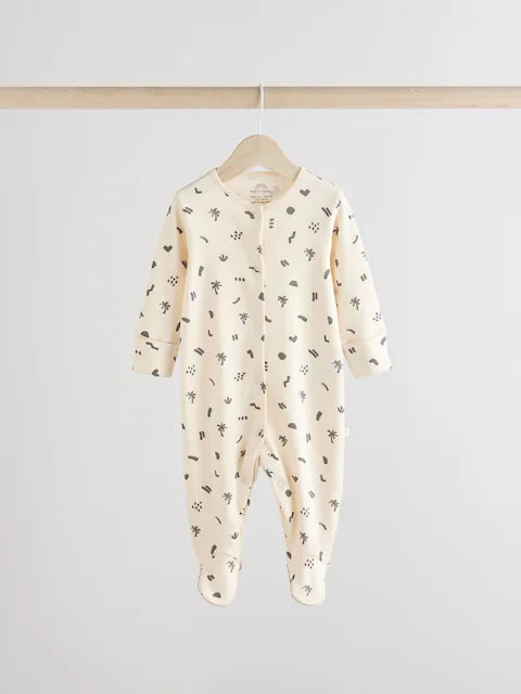 Monochrome Printed Baby Sleepsuits 5 Pack