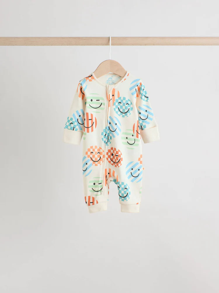 Orange 3 Pack Two Way Zip Sleepsuits