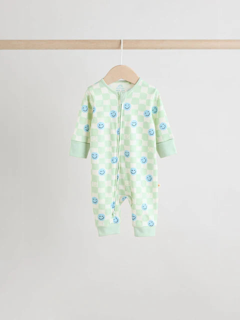 Orange 3 Pack Two Way Zip Sleepsuits