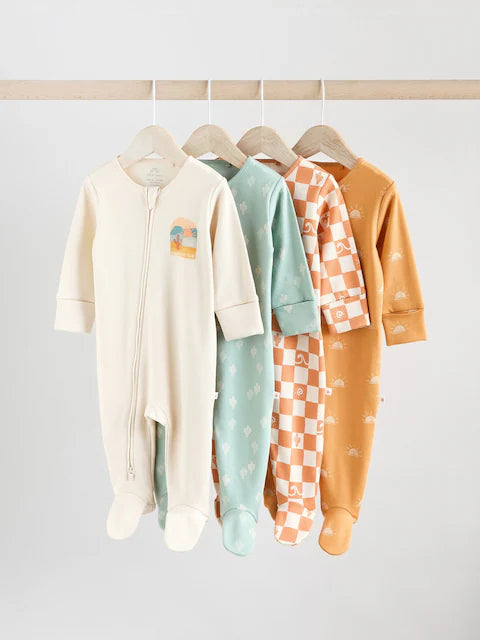 Minerals Baby Two Way Zip Sleepsuits 4 Pack