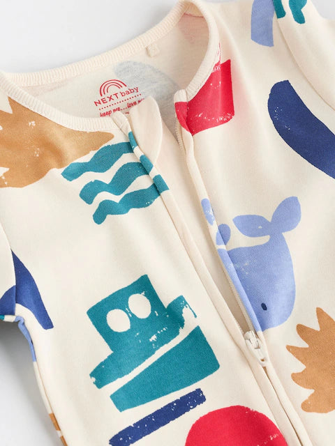 Red/Blue Two Way Zip Baby Sleepsuits 3 Pack