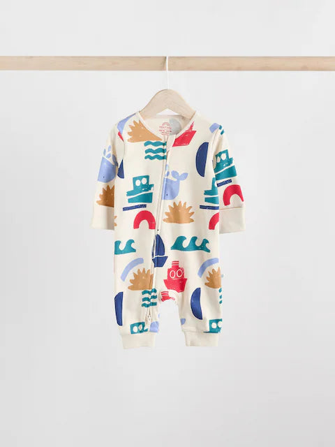 Red/Blue Two Way Zip Baby Sleepsuits 3 Pack