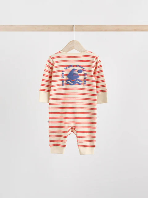 Red/Blue Two Way Zip Baby Sleepsuits 3 Pack