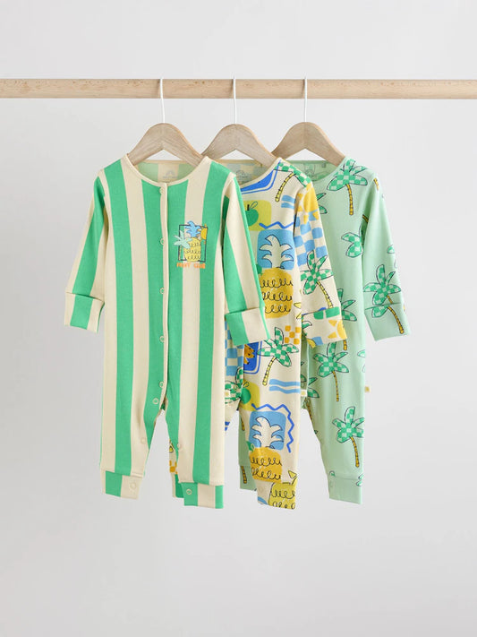 Green Baby Bright Pineapple Sleepsuits 3 Pack