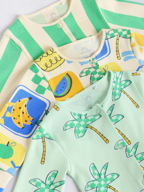 Green Baby Bright Pineapple Sleepsuits 3 Pack