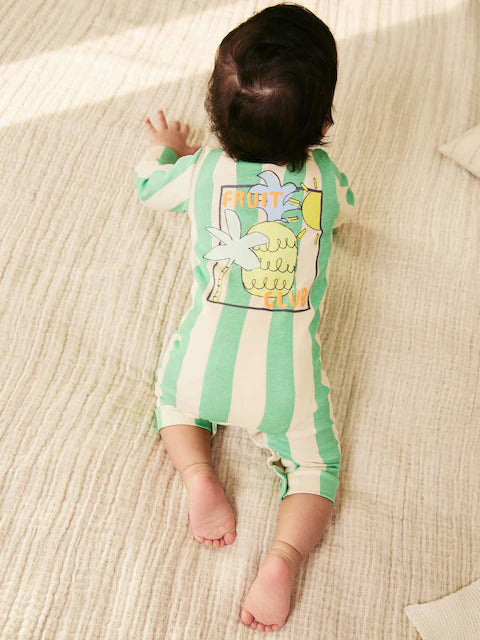 Green Baby Bright Pineapple Sleepsuits 3 Pack