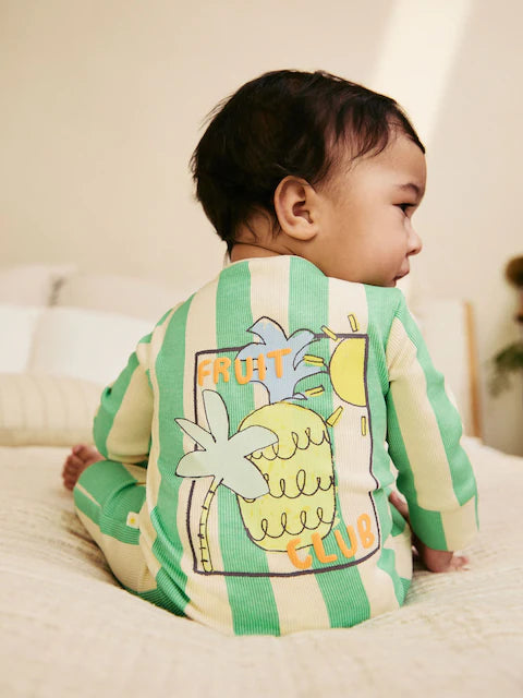 Green Baby Bright Pineapple Sleepsuits 3 Pack