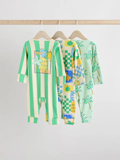 Green Baby Bright Pineapple Sleepsuits 3 Pack