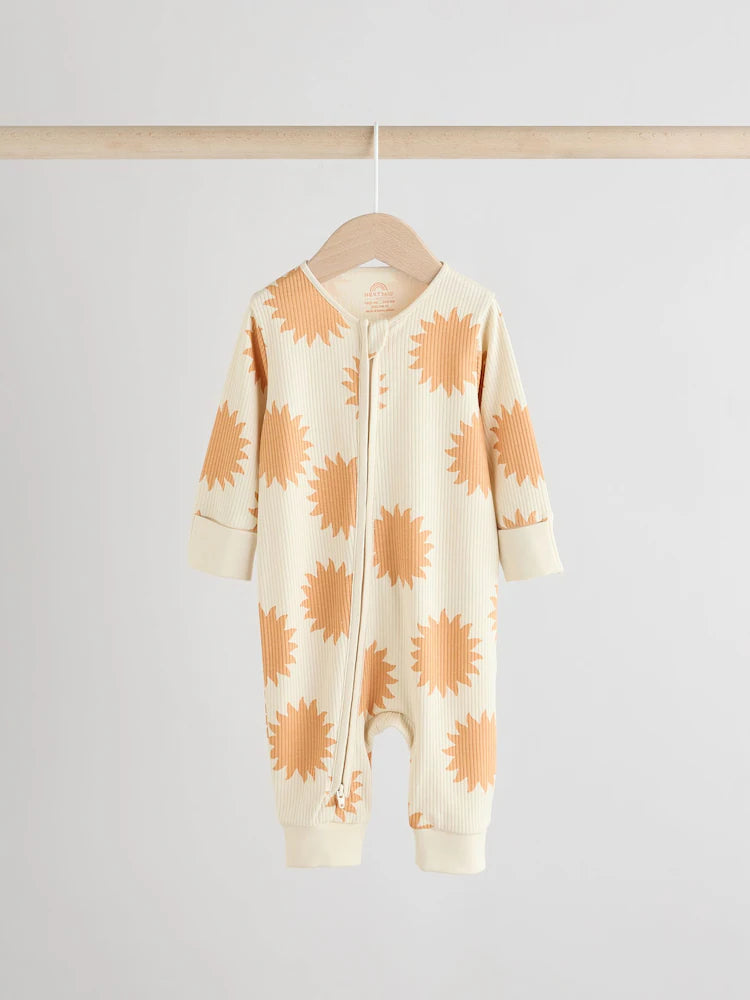 Navy/Camel 3 pack Zip Footless Sleepsuits