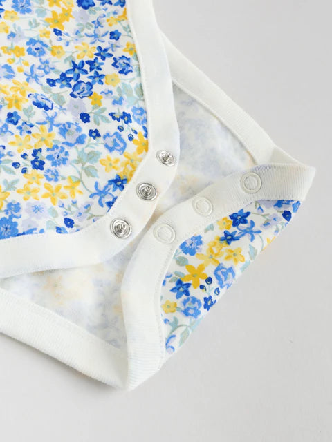 Blue Ditsy 5 Pack Vest Bodysuits