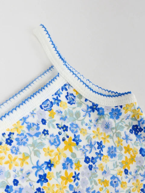 Blue Ditsy 5 Pack Vest Bodysuits