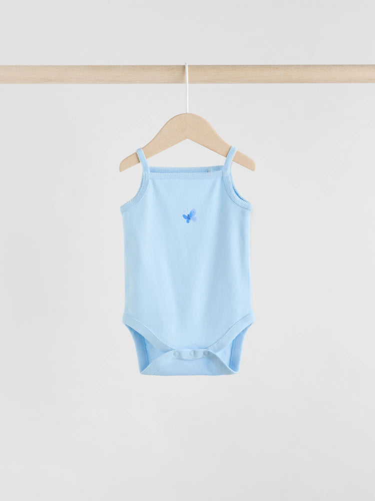 Blue Ditsy 5 Pack Vest Bodysuits