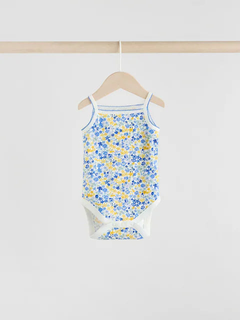 Blue Ditsy 5 Pack Vest Bodysuits