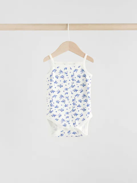 Blue Ditsy 5 Pack Vest Bodysuits