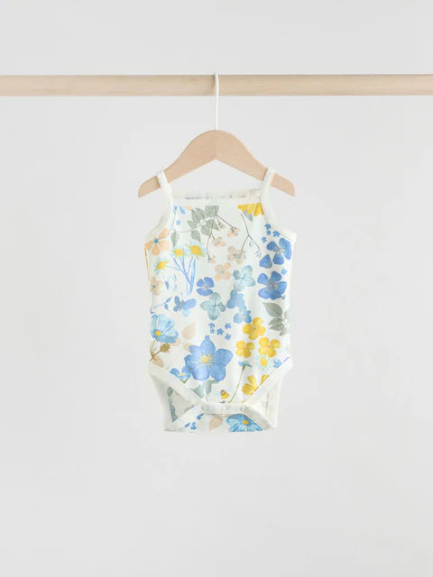 Blue Ditsy 5 Pack Vest Bodysuits