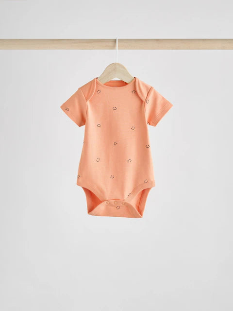 Blue/White/Orange Short Sleeve Bodysuits 3 Pack