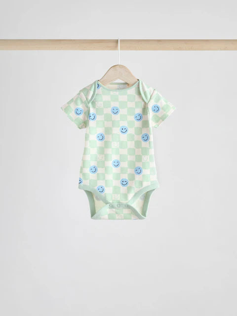 Blue/White/Orange Short Sleeve Bodysuits 3 Pack