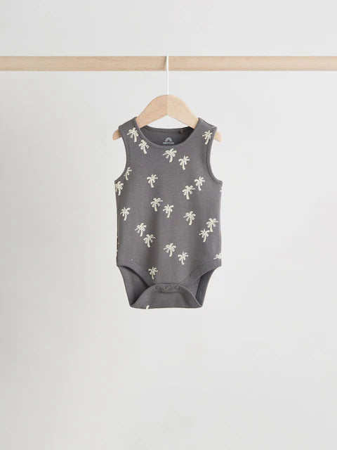 Monochrome/Cream Vest Bodysuits 5 Pack